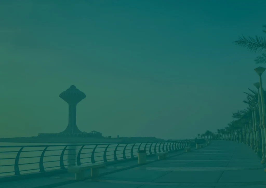 Al Khobar corniche at sunset, brand treatment
